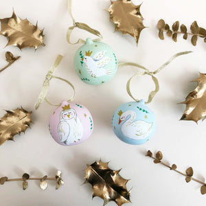 Dove Hand Illustrated Personalised ceramic bauble
