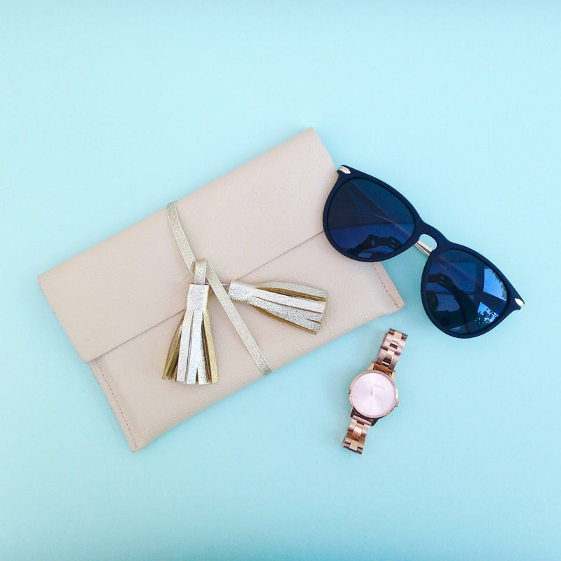 DIY leather kindle/iPad cover with gold tassel strap