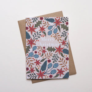 Floral Christmas Card - Beige