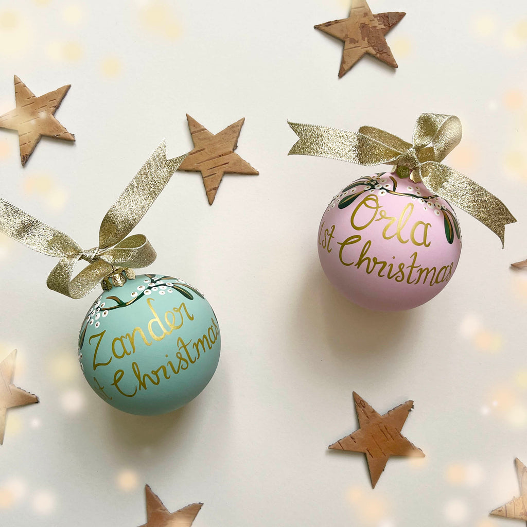 1st Christmas Personalised Ceramic Baubles