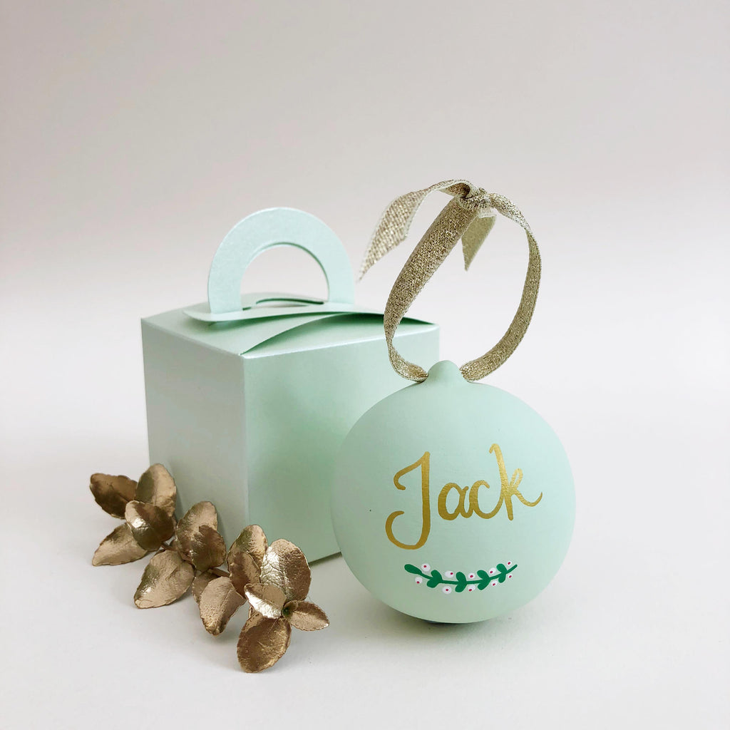 Dove Hand Illustrated Personalised ceramic bauble