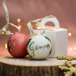 Personalised Festive Foliage Bauble - Blue