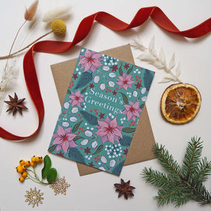 Floral Christmas Card - Green