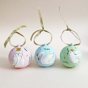 Owl Hand Illustrated Personalised ceramic baubles