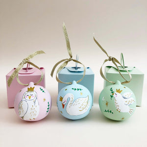 Owl Hand Illustrated Personalised ceramic baubles