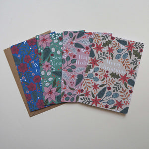 Floral Christmas Card - Pink