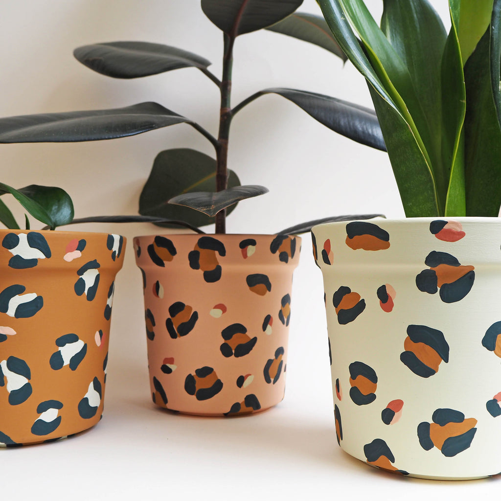 Large Leopard Print Planters
