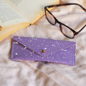 Lilac with White Splatters Leather Glasses Case