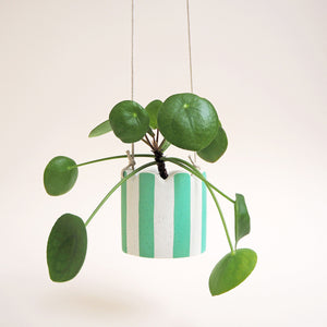 Small Stripy Hanging Pot - Choose Your Colours