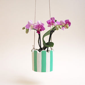 Small Stripy Hanging Pot - Choose Your Colours