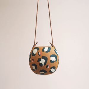 Leopard Print Round Hanging Planters