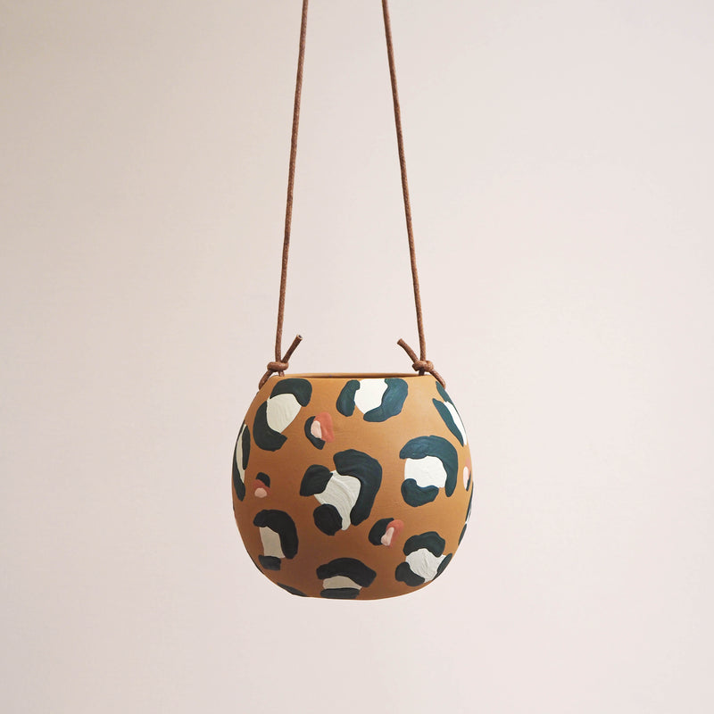 Leopard Print Round Hanging Planters