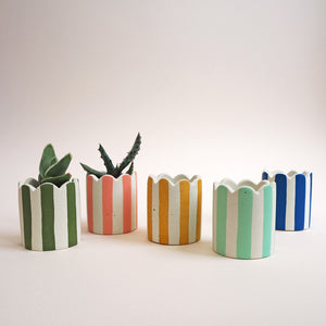 Mini Scalloped Stripy Pot - Choose Your Colours