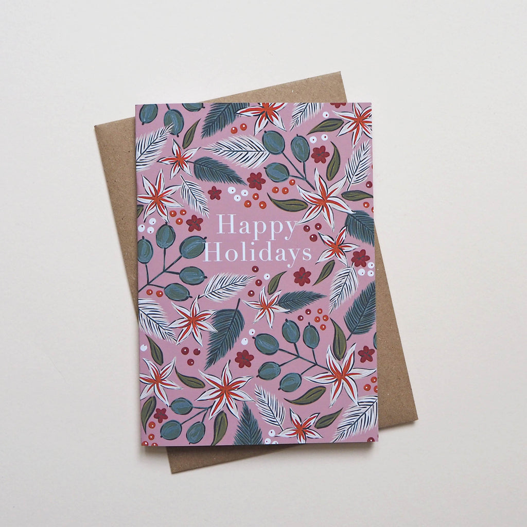 Floral Christmas Card - Pink