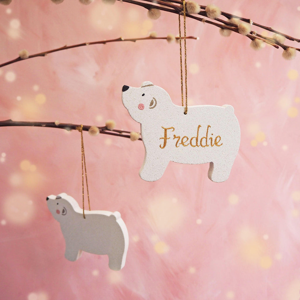 Sparkly Polar Bear Hanging Decorations