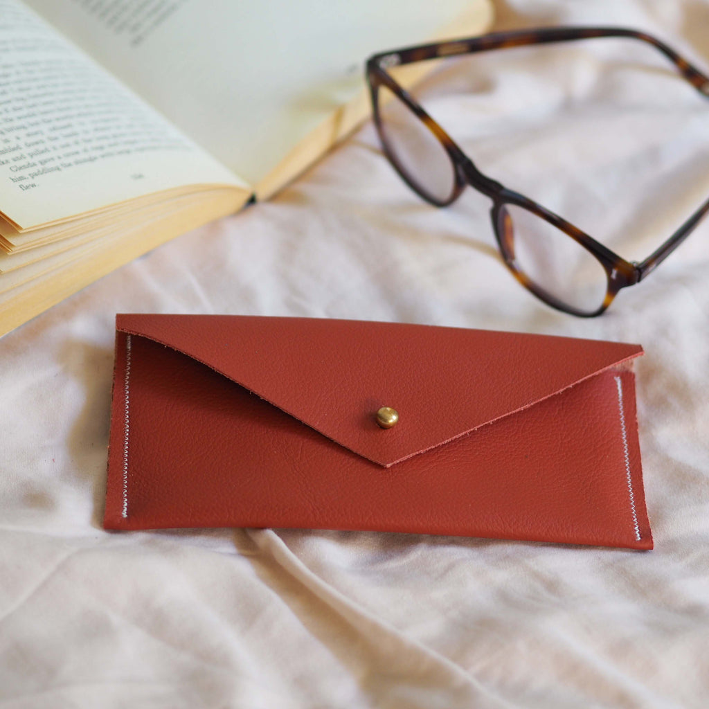 Rust Leather Glasses Case