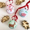 Snowman Hand Illustrated Personalised ceramic bauble