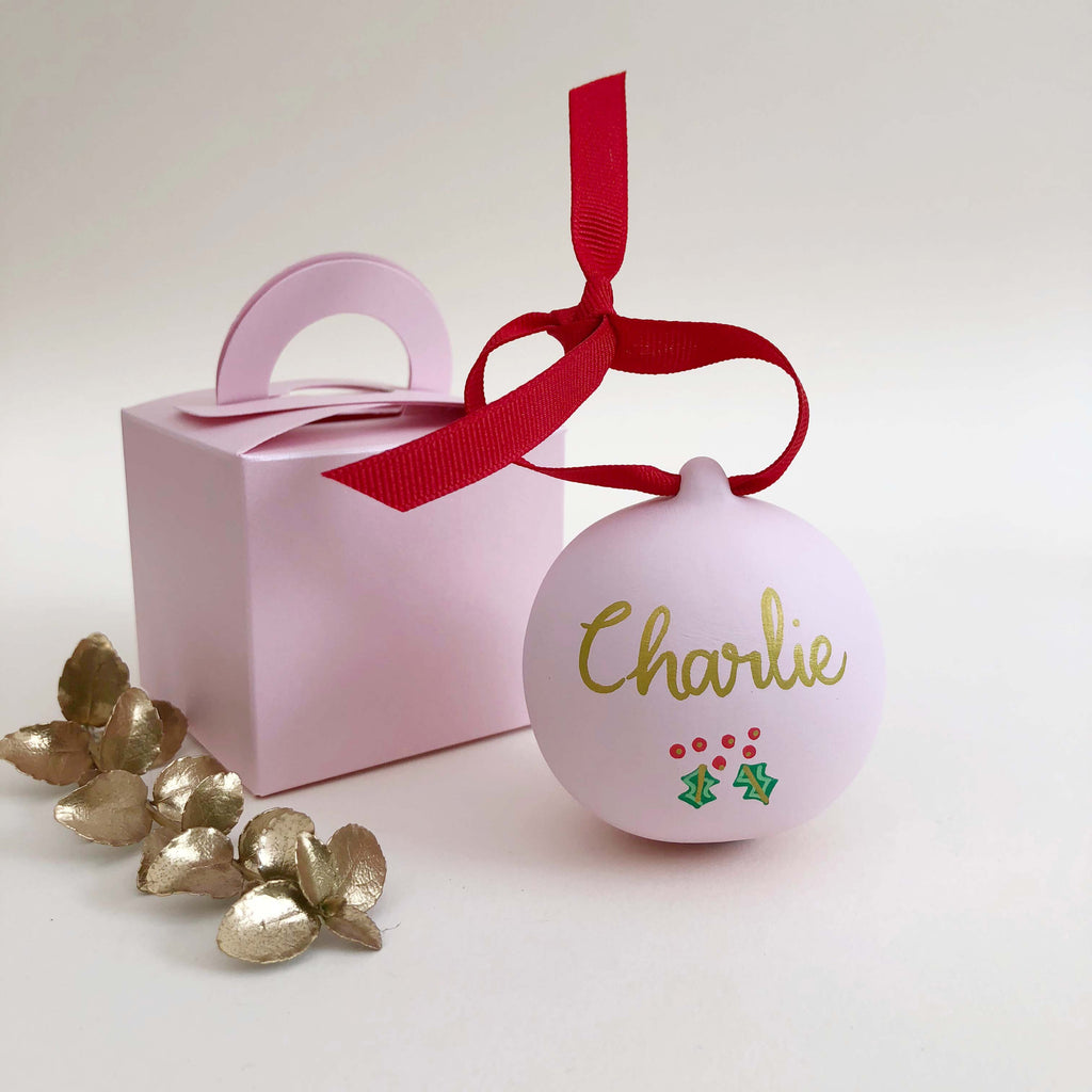 Snowman Hand Illustrated Personalised ceramic bauble