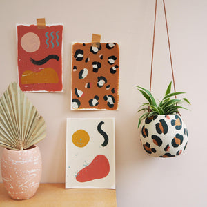 Leopard Print Round Hanging Planters